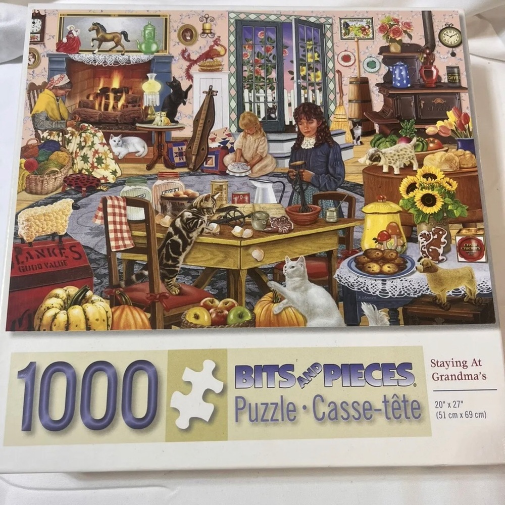 Complete Staying At Grandma's House 1000 Pc Puzzle 20x27 Fireplace Fire Cooking